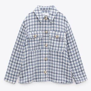 Zara Blue and White Checkered Jacket